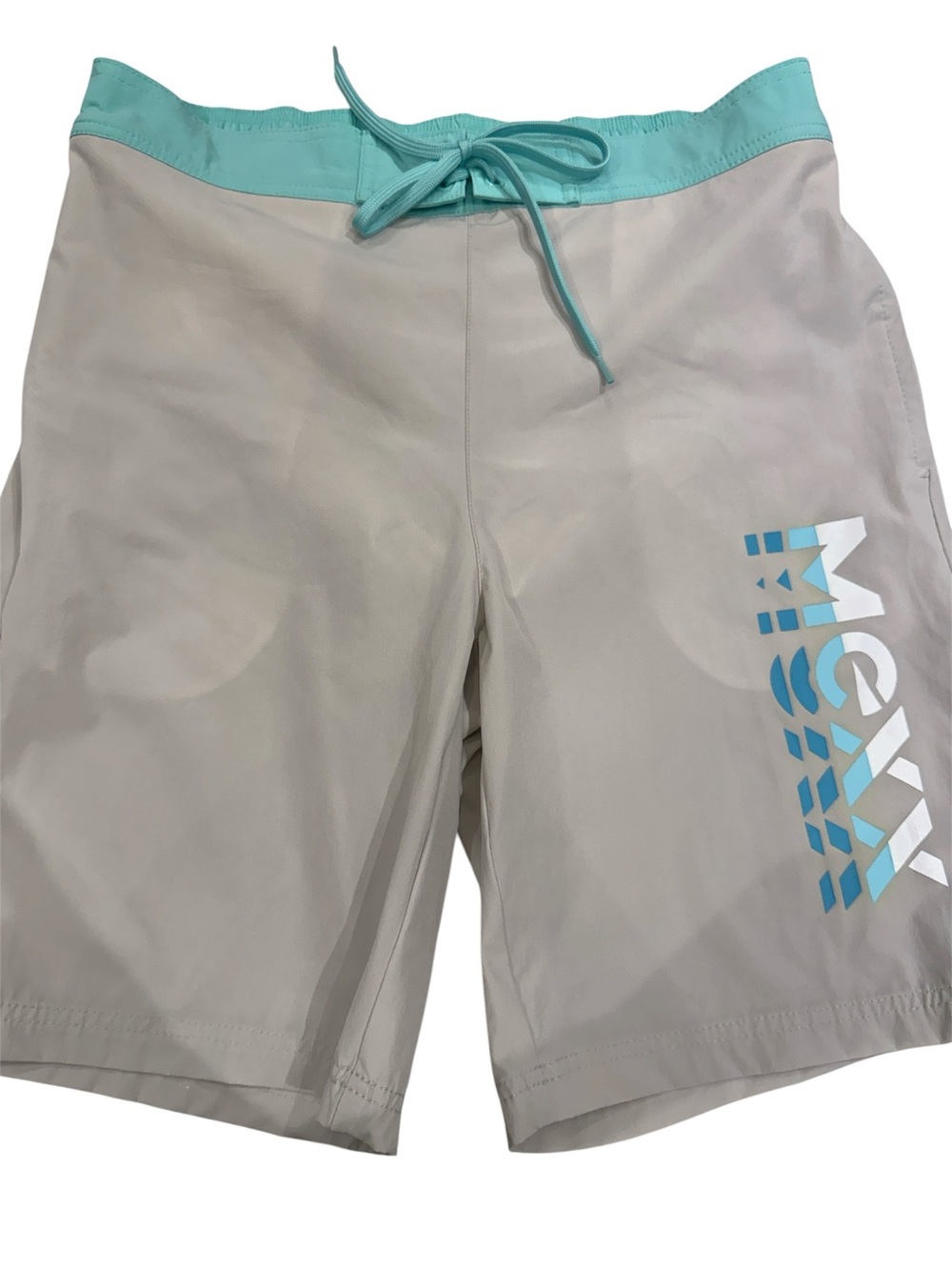 Mexx Light Gray Swim Board Shorts with Aqua Waistband